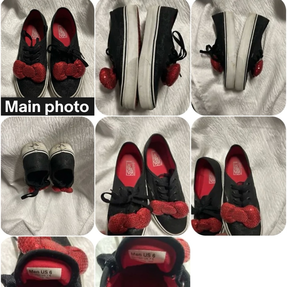 Rare VANS x HELLO KITTY AUTHENTIC (BLACK/BOW) SHOES (MEN6/WOMEN 6.5